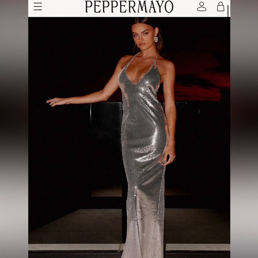 Peppermayo Billions Sequin Maci Dress- Mirror Silver